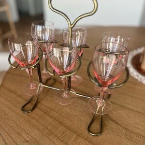 Brass colored Wine glass carrier (glasses not included). MCM